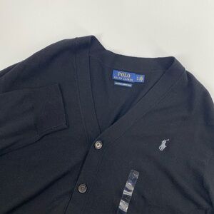 NWOT Polo Ralph Lauren Sweater Mens Extra Large Black Cardigan Washable Wool XL